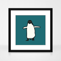 Penguin Print in a black wood frame by Jacky Al-Samarraie