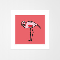 Graphic animal art print of a flamingo by designer Jacky Al-Samarraie.  The print is unmounted.