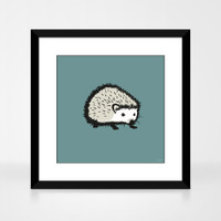 Hedgehog animal print in a black wood frame by Jacky Al-Samarraie