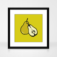 Pear Fruit Print in a Black wood frame by Jacky Al-Samarraie