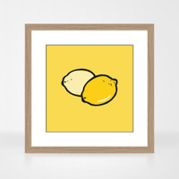 Lemon fruit print in a natural oak wood frame by Jacky Al-Samarraie.