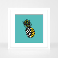 Pineapple Fruit White Framed Print by Jacky Al-Samarraie