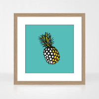 Pineapple Fruit Oak Framed Print by Jacky Al-Samarraie