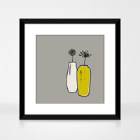 Vase and flower graphic art print in a black wood frame by Jacky Al-Samarraie.