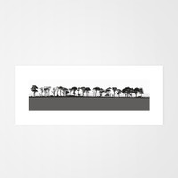 Landscape print of Northumberland countryside by designer Jacky Al-Samarraie.  Print colour is grey.