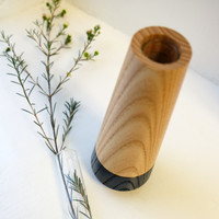 Blue Wood Stem Vase with Glass Tube