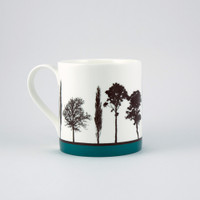 Jacky Al-Samarraie Teal Landscape Tree Bone China Mug