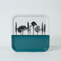 Teal British landscape birch wood and melamine tray by designer Jacky Al-Samarraie