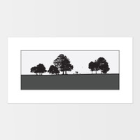 Landscape print of dog walkers in Roundhay Park in Leeds, West Yorkshire by designer Jacky Al-Samarraie.