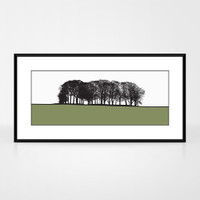 Jacky Al-Samarraie Landscape Print of St Ives, Bingley, West Yorkshire, framed.