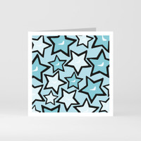 A modern graphic greeting card with a pattern of stars by designer Jacky Al-Samarraie