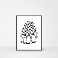 A4 Size Penguin Screen-print by Jacky Al-Samarraie