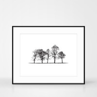 Yorkshire Landscape Tree screen print in frame size 50 x 40cm by Jacky Al-Samarraie