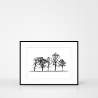 Tree landscape screen print in frame size 40 x 30cm by Jacky Al-Samarraie