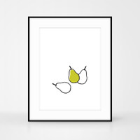 Pear Screen Print, frame size 40 x 50cm by Jacky Al-Samarraie