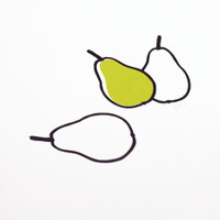 Close up of screen print of three pears by Jacky Al-Samarraie