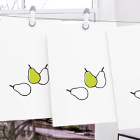 Pear screen-prints drying in studio by Jacky Al-Samarraie