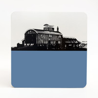 Norfolk Table mat in blue - Lifeboat House Blakeney Point by Jacky Al-Samarraie