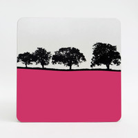 Pink square place mat - Landscape at Holt, Norfolk, by Jacky Al-Samarraie.