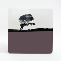 Tree landscape placemat in grey by Jacky Al-Samarraie. Weybourne Norfolk.