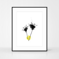 Jacky Al-Samarraie yellow smoketree flower screen print shown in large black frame