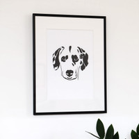 Framed dalmatian dog screen print by Jacky Al-Samarraie