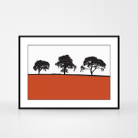 Landscape print of Carlisle in Cumbria, England by designer Jacky Al-Samarraie.  The print is shown in a frame for reference.