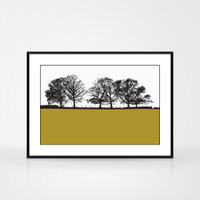 Landscape print of Keswick in Cumbria, England by designer Jacky Al-Samarraie.  The print is shown in a frame for reference.