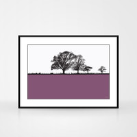 Landscape print of Cockermouth in Cumbria, England by designer Jacky Al-Samarraie.  The print is shown in a frame for reference.