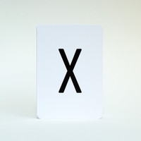 Letter X alphabet greeting card by Jacky Al-Samarraie