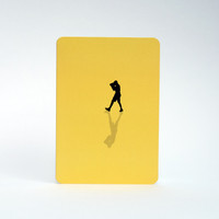 Yellow Boxer silhouette greeting card by Jacky Al-Samarraie