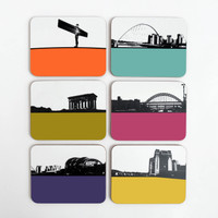 Jacky Al-Samarraie North East Landmark Drinks Coaster Set