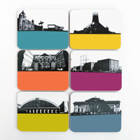 Jacky Al-Samarraie Liverpool Cityscape Drinks Coaster Set Two