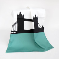 Jacky Al-Samarraie London Tower Bridge Cotton Tea Towel Turquoise