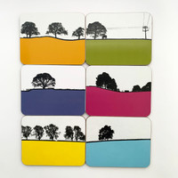 Jacky Al-Samarraie Landscape Set of 6 Melamine Coaster Offer. Pack 5