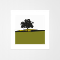 Landscape print of tree at Dowley Gap in Bingley, West Yorkshire by designer Jacky Al-Samarraie.