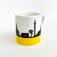 London Skyline Silhouette Bone China mug by Jacky Al-Samarraie