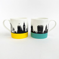 London Silhouette Skyline Mugs by Jacky Al-Samarraie