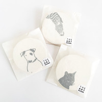 Hand printed animal design beermat drinks coaster packs by Jacky Al-Samarraie