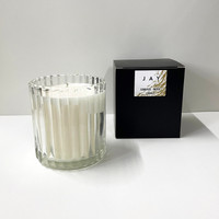 JAY Conifer & Moss Ribbed Glass scented candle by Jacky Al-Samarraie