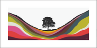 Sycamore Gap Hadrian's Wall Northumberland Multicoloured landscape print by designer Jacky Al-Samarraie. 