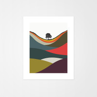 Sycamore Gap Multicoloured landscape print by designer Jacky Al-Samarraie. 
