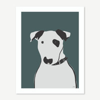 Jacky Al-Samarraie English Bull Terrier Dog Print Teal