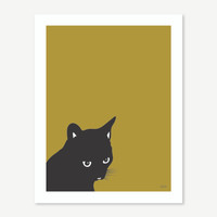 Jacky Al-Samarraie Black Cat Print Mustard