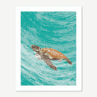 Jacky Al-Samarraie Sea Turtle Print Turquoise & Orange