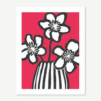 Jacky Al-Samarraie Flowers & Vase Lino Cut Print Pink