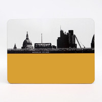 Waterloo Bridge melamine light orange table mat by Jacky Al-Samarraie