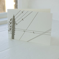 Jacky Al-Samarraie Birds on a Wire Grey Letterpress Greeting Card