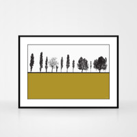 Landscape print of Armley, Leeds, Yorkshire by designer Jacky Al-Samarraie.  The print is shown in a frame for reference.