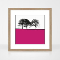 Art landscape print of West Bretton, West Yorkshire by designer Jacky Al-Samarraie, mounted and framed.